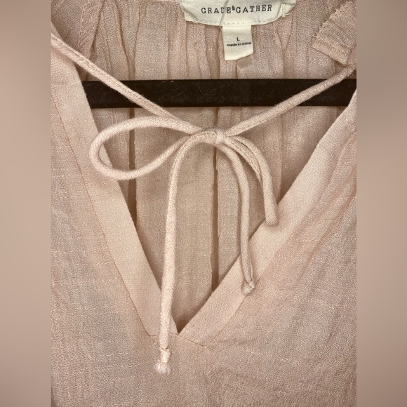 Grade and Gather Tea Rose Pink Gauze Blouse. Size L - Picture 3 of 8